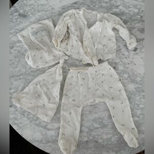 Elegant Baby Floral Organic Pointelle Cotton Layette Set, NB